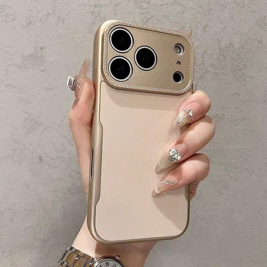 适用于 17 Pro Max、17 Pro、16、15、14、13 Pro Max Plus 的奢华哑光纯色保护手机壳,防摔软后盖 - 香檳金 - 查看 1