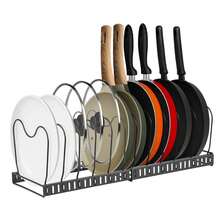 Pans Organiser Rack Expandable Pots And Pans Holder With Adjustable Compartment For Kitchen Storage Organisation - Black L - View 4