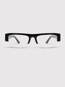 Visivana 1 chiếc kính mắt thời trang nửa gọng hình chữ nhật, gọng kính trong suốt, gọng kính dày, kính mắt nữ phong cách retro đa năng, phù hợp cho đeo hàng ngày, phong cách đường phố, du lịch nghỉ dưỡng, phối đồ mùa thu/đông. - màu đen - Xem 2