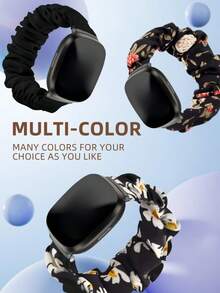1pc Women's Elastic Scrunchie Watch Band For Versa 3/Versa 4/Sense 2, Soft Stretchy Replacement Strap, Printed Scrunchie Band, Suitable For Spring, Summer, Autumn, Winter, Fashionable And Easy To Wear, Perfect For Work, Date, Party, Sports - Mouldless - View 4