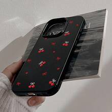 1个极简樱桃红波点字母图案液态硅胶软手机壳，防震设计，兼容苹果11/12/13/14/14Plus/15/15Plus/16/16Plus/17/17Pro - 彩色 - 查看 5