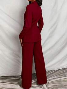 Conjunto de chaqueta y pantalones para mujer - Burdeos - Ver 4