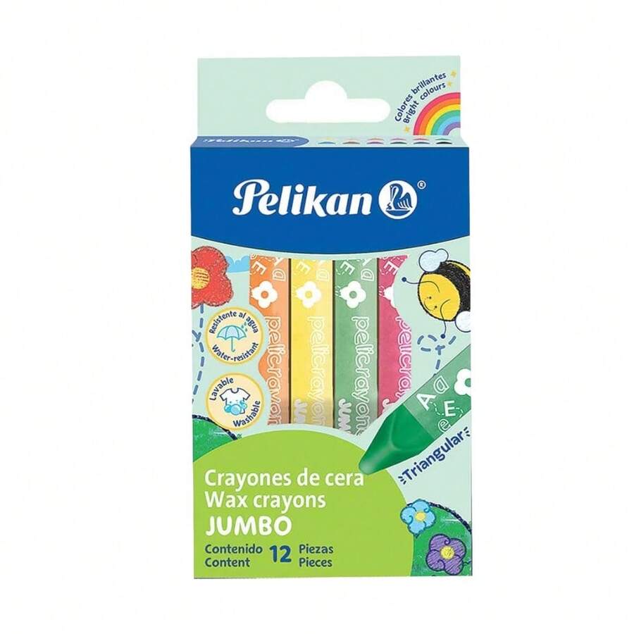 Crayones Jumbo Triangulares 12 Colores Set Escolar Antideslizante Niños - Multicolor - Ver 1