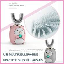 Children's U-Shaped Electric Baby Toothbrush Liquid Silicone Brush Head Infant Dental Cleaner - 小蜜蜂[6-14歲]兒童版 - 查看 4