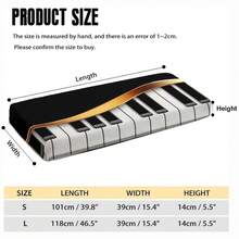 1 pieza Cubierta decorativa plana 2D para teclado de piano, apta para teclados electrónicos de 61/88 teclas - Patrón de notas musicales | Cubierta protectora fácil de limpiar (Teclado no incluido) - Ver 25