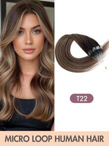 Micro Loop Human Hair Extensions, Silky Soft Hair With Voluminous Ends, Highlight Color Micro Bead Invisible Micro Loop Real Human Hair For Women - 彩色 - 查看 32