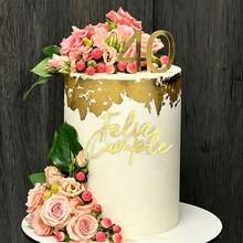 4 pièces/12 pièces Ensemble de décorations de gâteau d'anniversaire en acrylique doré "Joyeux anniversaire" en espagnol pour les fournitures de fête latine - multicolore - Voir 4