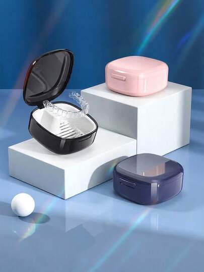 1pc Waterproof & Moisture-Proof Lockable Dental Retainer Case - Orthodontic Appliance, Denture Storage Box, Portable Teeth Aligner Container