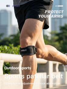 1pc Adjustable Patellar Tendon Knee Strap, Suitable For Running, Hiking, Basketball, Fitness And Other Sports - Multicolor - View 1