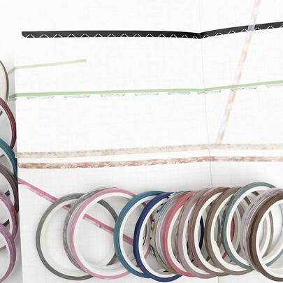 10/20/30 Rolls Washi Tape Set, 3mm Super Narrow Decorative Tapes, Vintage Floral/Colorful Pattern Tapes, Suitable For Journaling, Scrapbooking, DIY Crafts, Planner Decoration