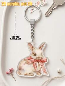 1pc Flat Cute Rabbit Acrylic Keychain, High-Definition Printing Unisex Acrylic Material Bag Pendant, Multifunctional Key Organizer, Suitable For Personal Decoration, Party Favors, Back To School Gifts - Multicolor - View 7
