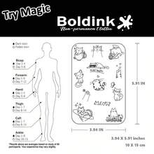 Boldink 2张可爱猫咪临时纹身贴纸，防水，可持续1-2周，植物配方，温和亲肤，日常佩戴的完美身体装饰，中国风男女皆宜的礼物 - 黑色 - 查看 3