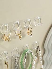 1-3pcs Wall Mounted Necklace Organizer Rack, Wall Hanging Jewelry Holder Hook For Necklaces, Rings, Earrings, Bracelets - Clear - View 3