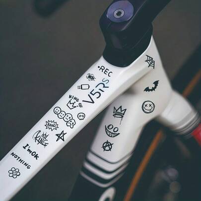 22pcs Bicycle Frame Sticker Set | Suitable For Mountain Bikes, Road Bikes, Motorcycles And Cars Decoration, With Cartoon Patterns, Glossy PVC Material, Self-Adhesive