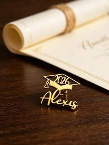2026 Graduate Personalized Name Brooch, Elegant Stainless Steel Graduation Gift Decorative Pin - Multicolor - View 3