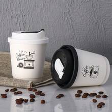 Cốc cà phê dùng một lần, kiểu vẽ tay, chất liệu giấy Kraft dày, chống rò rỉ, cách nhiệt, không thấm nước, chịu nhiệt, chống biến dạng, dung tích lớn, phù hợp cho đồ uống nóng và lạnh, tiện lợi mang theo khi pha cà phê, uống trà chiều, cắm trại, đi làm, dã ngoại mùa xuân, họp mặt ngày lễ, đồ uống lạnh mùa hè, hoạt động xây dựng đội nhóm, ngày lễ tình nhân, kỷ niệm. - trắng - Xem 6