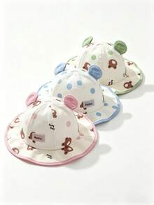 1件嬰幼兒3D熊造型水桶帽，可愛動物耳夏季遮陽帽，透氣輕便，適合戶外健行露營旅行，女童帽、女童配件、男童帽、兒童沙灘配件、嬰兒帽、旅行必備 - 彩色 - 查看 7