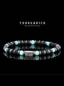 Vòng tay đá Tianhe tự nhiên 4mm dành cho nam giới của YOUNG&RICH, một thiết kế độc đáo và thanh lịch, hoàn hảo cho phong cách thời trang. - Màu đen mờ - Xem 2