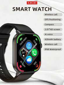 LIGE Smartwatch Baru dengan Pemosisian GPS, Tahan Air, Asisten Suara, Prakiraan Cuaca, Pelacakan Aktivitas, Alarm, Pengingat Panggilan, Smartwatch Olahraga Modis Unisex - View 14