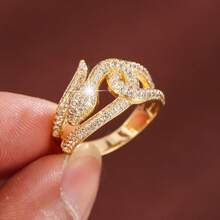 1pc Snake Design Cubic Zirconia Inlaid Ring For Women - Multicolor - View 5