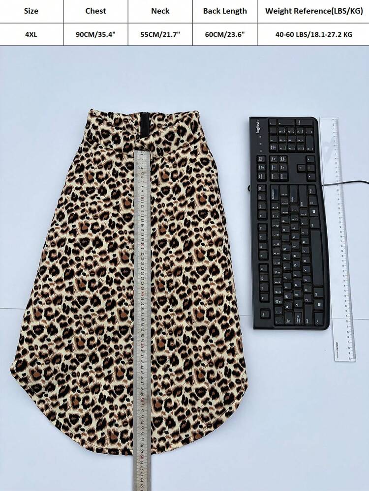 Abrigo/chaqueta acolchada con cremallera en el vientre para perros, de color albaricoque, con estampado de leopardo europeo y americano nuevo y de base acuosa - Albaricoque - Añade 17