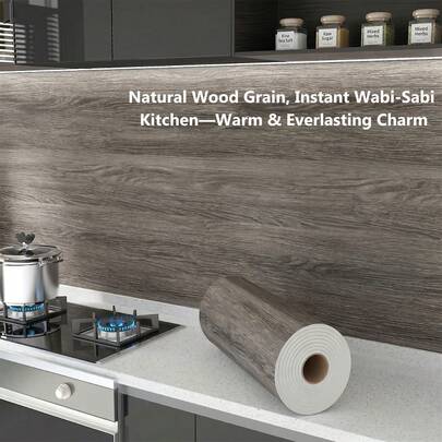 1 Cuộn Giấy Dán Tường 3D Sang Trọng Phong Cách Cổ Điển Vân Gỗ Xám Tự Dính, Chống Thấm Nước, Chống Trượt, Trang Trí Phòng Ngủ, Sàn Nhà Bếp, Chống Bám Bẩn, Có Thể Lau Rửa, Tấm Ốp Vách Tắm, Trang Trí Bề Mặt Tủ Nội Thất.