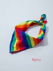 1/2/6/12pcs Rainbow Striped Elegant Cotton Bandana, Suitable For Daily Wear And Pride Month - Multicolor - View 8
