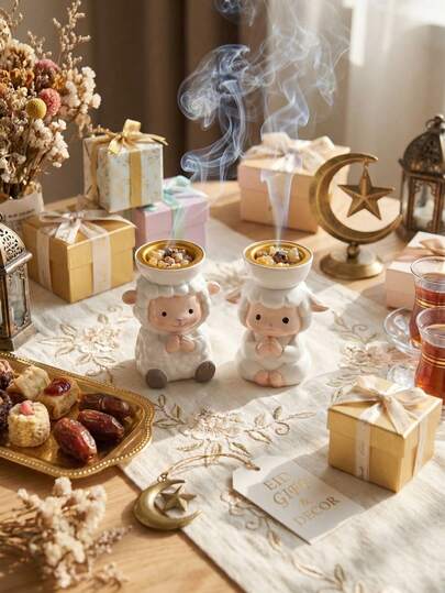 1/2pcs Cute Angel Sheep Incense Burner, High-Quality Resin Sheep Incense Holder, Adorable Sheep Statue Incense Burner Stand, Home Office Decor, Suitable For Islamic Eid Al-Adha, Birthday, Graduation Gifts, Great For Women And Sheep Lovers