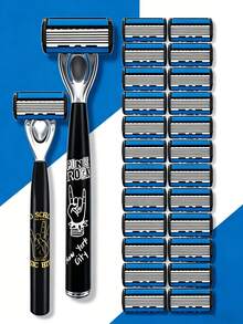 Dao cạo râu nam cao cấp 6 lớp, lưỡi dao thay thế nhiều lưỡi, tay cầm tiện dụng chống trượt, lưỡi dao thép không gỉ bền bỉ, cạo mượt mà, cạo sát, không gây kích ứng, cạo chính xác, cần thiết cho việc tỉa râu, dễ dàng vệ sinh. - 2 cán cầm + 24 lưỡi dao - Xem 19