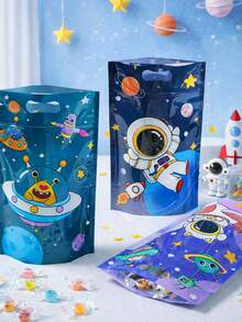 25个太空宇航员自立袋，太空主题礼品袋，印有宇航员和外星人图案，带拉链和提手，生日派对礼品包装袋，婚礼装饰，婴儿派对装饰，派对回礼，性别揭晓派对用品，自立袋，便捷袋，派对回礼用品 - 太空人 - 查看 8