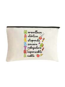 Colorful Maestra Letter & Rainbow Apple Print Cosmetic Bag, Cute & Spacious Storage Pouch, Daily Toiletry Bag, Multi-Functional Storage Bag, Lightweight Travel Handbag, Thoughtful Gift, Travel Souvenir For Friends, Essential Travel Organizer, Suitable For Work, School, Travel, Picnic, Camping, Outdoor Adventure, Valentine's Day Gift, Back To School Essential - Multicolor - View 18