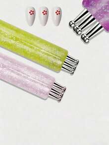 1pc Bright Simple Quick Flower Painting And Dotting Nail Art Tool Flower Painting Pen - Multicolor - View 3