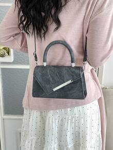 New Retro Small Square Bag, Niche Design Quality Crossbody Handbag, Minimalist Shoulder Bag For Women - Black - View 7