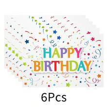 1pc Linen Birthday Theme Placemat, Breakfast Mat, Coffee Coaster, Bowl Pad, Birthday Party Decor, Kitchen Accessory, Easy Clean Dining Mat, Suitable For Home, Restaurant, Holiday Gift, Gift For Friends, Multi-Piece Set - Multicolor - View 26
