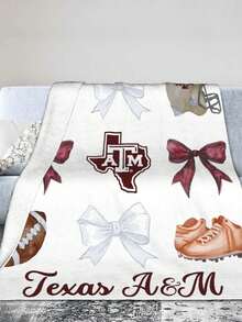 Texas A&M Merch Aggies Throw Blanket Warm Blankets Breathable Air Conditioner Blanket For Car Classic Outdoor Blankets For Picnic For All Season - 黑色 - 查看 3