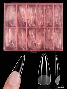 240Pcs Square/Almond/Coffin Nail Tips, Pre-Shaped Acrylic Nail Tips, Semi-Matte Full Cover Nail Tips,Clear Gel Press-On Fake Nails, For Nail Extension, Home DIY Manicure - Multicolor - View 12