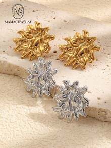 MamacitaSlay Khuyên tai thiết kế độc đáo, mạ vàng 18K, làm từ thép không gỉ, họa tiết hoa văn tinh tế dành cho nữ. - Hoa tai - Xem 1