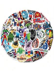 50 PIEZAS Pegatinas oficiales y auténticas con licencia de los Vengadores y Tony Stark, pegatinas de dibujos animados para botellas de agua, portátiles, parachoques, decoraciones - Unitalla - Ver 1