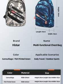HASIDA Casting Spinning Rod Zipped Adjustable Shoulder Strap Multi-Function High Quality Sling Messenger Waist Chest Fishing Bag - Blue - View 3