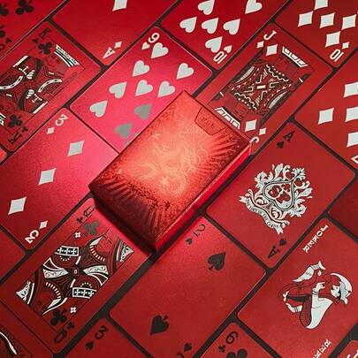 54pcs Gold Foil Red Series Standard Playing Cards | Made Of White Core Paper With Premium Matte Coating, Durable And Long-Lasting | Suitable For Card Games, Magic Performances And Pranks | Essential Props For Halloween, New Year And Other Holiday Parties