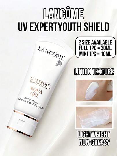 L’Oreal Paris Lancôme UV Expert Youth Shield Aqua Gel Sunscreen, 30ml Family-Size / 10ml Travel-Size, SPF50 PA++++, UVB & XL UVA Protection, Pollution Shield, Lightweight Non-Greasy Texture, Refreshing Aqua Gel Formula, Sun White, SControl, SControl, SControl Sid, Sunet, Sun Geld Types, Summer Sun Care Essential