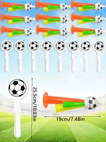 1/2/4pcs Football Fan Cheering Set, Football Horn And Clapper Noise Maker, Suitable For Sports Events, Birthday Parties And Team Spirit, Portable And Lightweight, Football Match Decor, Photo Props, Party Supplies - Multicolor - View 5