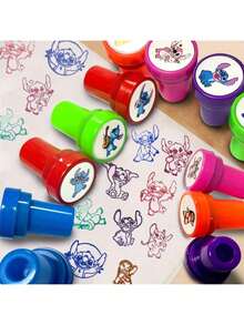 Bộ 12 con dấu phần thưởng chủ đề Stitch, đồ thủ công tự làm, quà tặng sinh nhật cho bé trai và bé gái. - Xem 3