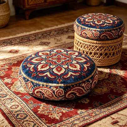1pc 35cm Bohemian Round Throw Pillow, Soft Fluffy Meditation Cushion, Sofa Cushion, Multi-Angle Support, Living Room & Bedroom Decor, Comfortable Boho Decorative Pouf For Home, Office, Meditation, Yoga, Tatami, Study Supplies, Chair Pillow, Gaming Chair Cushion, Birthday Graduation Gift For Family & Friends