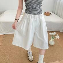 Pantalones Anchos de Cintura Alta, Ligeros y Transpirables para Mujer, Estilo Coreano, Casuales, Tipo Falda, Capri - BLANCO - Ver 1