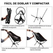 2 Piezas Silla Plegable Camping, Portátil con Bolsa de Transporte, Sillas de Campismo de Playa Al Aire Libre, Silla Liviana para Mochileros, Jardín, Playa, Pesca, Camping, Viajes - Gris - Ver 8