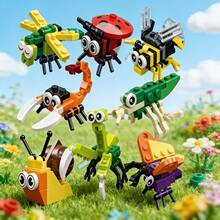 12 mảnh ghép mini hình côn trùng và động vật, đồ chơi lắp ráp/tháo rời DIY, đồ chơi xếp hình vi mô. - Nhiều màu - Xem 1