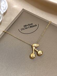 1 pièce Collier en or plaqué 18 carats en acier inoxydable, pendentif cerise poli. Bijoux en acier inoxydable, collier et pendentif, collier pour femme, convient pour le port quotidien, les rendez-vous, les fêtes, la saison des vacances, les accessoires d'été, les accessoires de plage pour femmes, les cadeaux pour la fête des mères, les cadeaux d'anniversaire, les cadeaux pour la petite amie, bijoux bohèmes - Multicolore - Voir 5