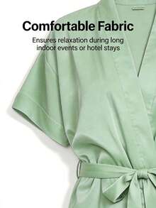 Áo choàng satin màu xanh nhạt, kimono cô dâu và phù dâu thêu chỉ vàng, đồ ngủ mùa hè nhẹ, thoáng khí, thích hợp cho đám cưới, tiệc cưới và các buổi họp mặt ngày lễ. - Váy phù dâu chính màu tím nhạt - ánh vàng kim - Xem 4