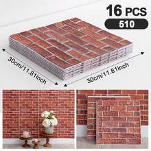 16片装 30x30厘米 自粘墙砖,3D砖纹墙板,隔音墙板,自粘壁纸,防水厨房墙贴,卧室家居装饰,自粘墙砖,卧室厨房装饰墙贴 - 510 - 查看 12